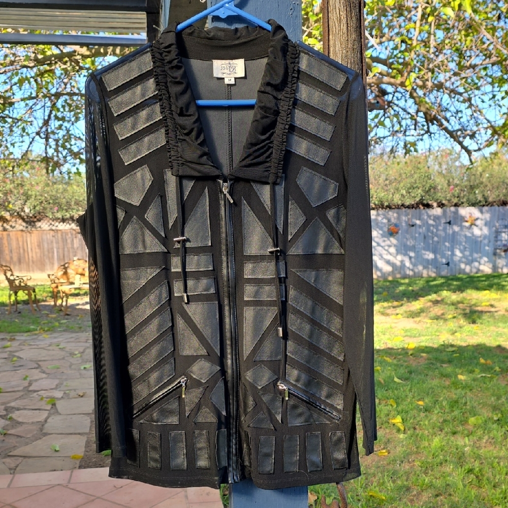 Just B Black Geometric Patterned Jacket - image 1